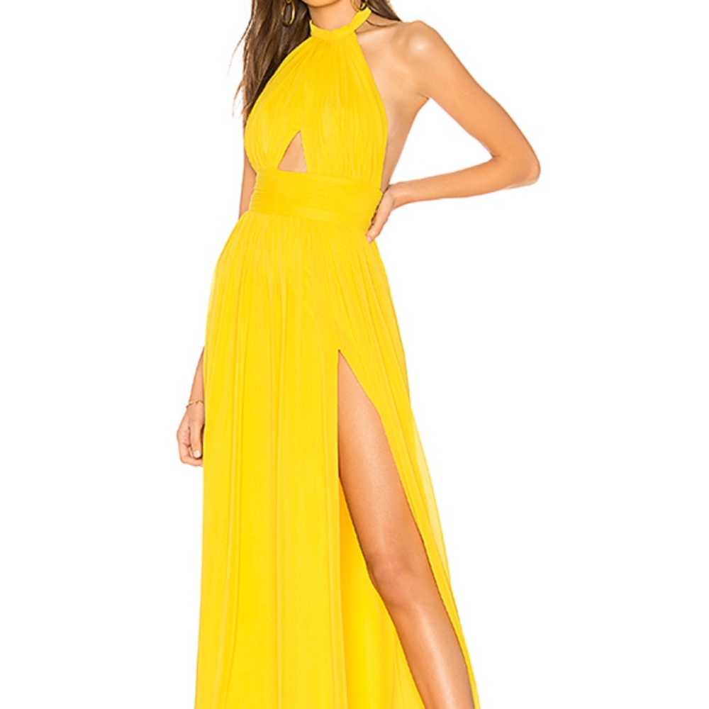 Lovers + Friends Yellow Halter Maxi Dress